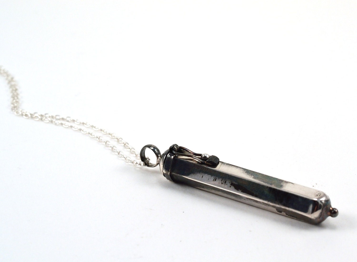 Silver Vial Necklace, Vial Locket, Message in a Bottle, Perfume