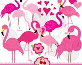Pink Flamingo,Flamingo in love digital clipart set-Personal and Commercial Use-paper crafts,card making,scrapbooking,web design