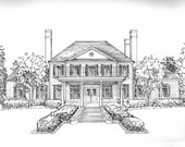 Ink House Portrait 8"x 10" in 11"x 14" mat, your home hand drawn