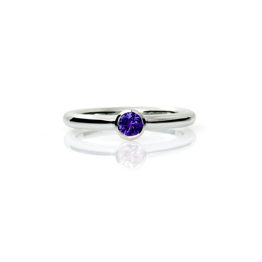 Blue Sapphire ring, Palladium, sapphire engagement ring, bezel, solitaire, palladium engagement, Blue engagement, Sapphire engagement, thin