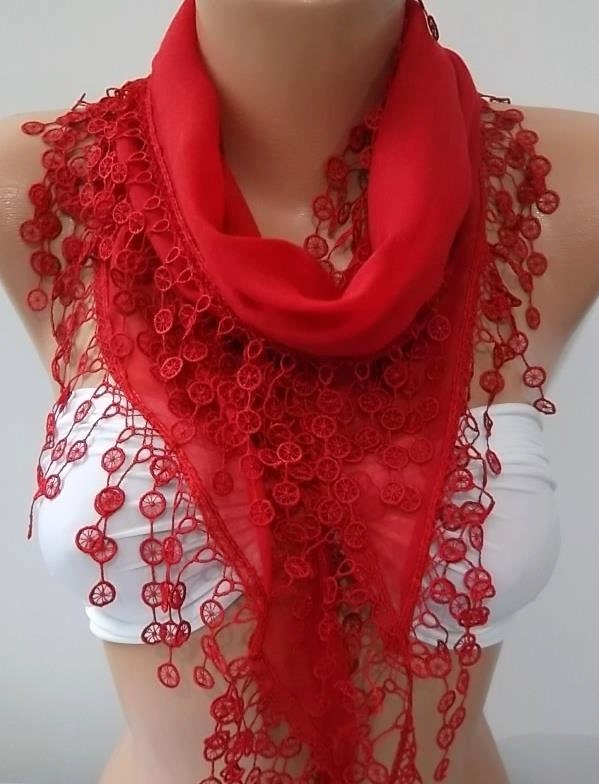 Super elegant scarf/shawl Cotton scarf Red scarf Mothers Day gift