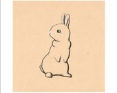 Original Art Print Bunny Rabbit  - Cute drawing on recycled paper, childrens art, girls room decoration, simple drawing, peter rabbit