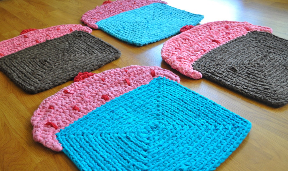 Reserved for Gia - Set of 4 Cupcake Rugs