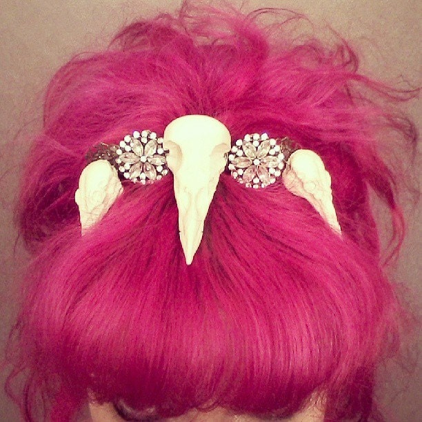 Bird Skull Tiara with Rhinestone Elements
