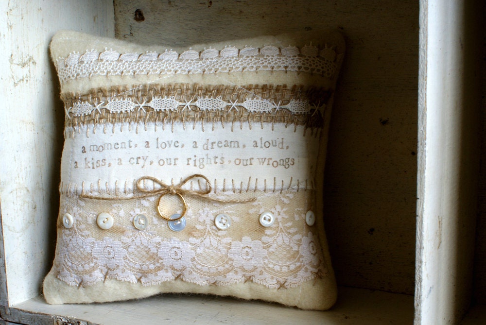 Custom Personalized Vintage Lace Wedding Ring Bearer Pillow -- Handmade in Ireland