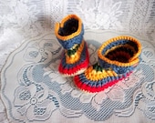 Crocodile Stitch Booties with Slipper Gripper(TM) soles.  Size-Baby/Toddler shoe range 5-7.