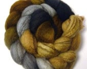 Handdyed Mixed BFL Wool Roving - Rare Earth - black, brown, tan, grey, gray