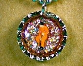 Long Distance Relationship Digging Prisoner Boyfriend Necklace with Pink Glitter Backdrop
