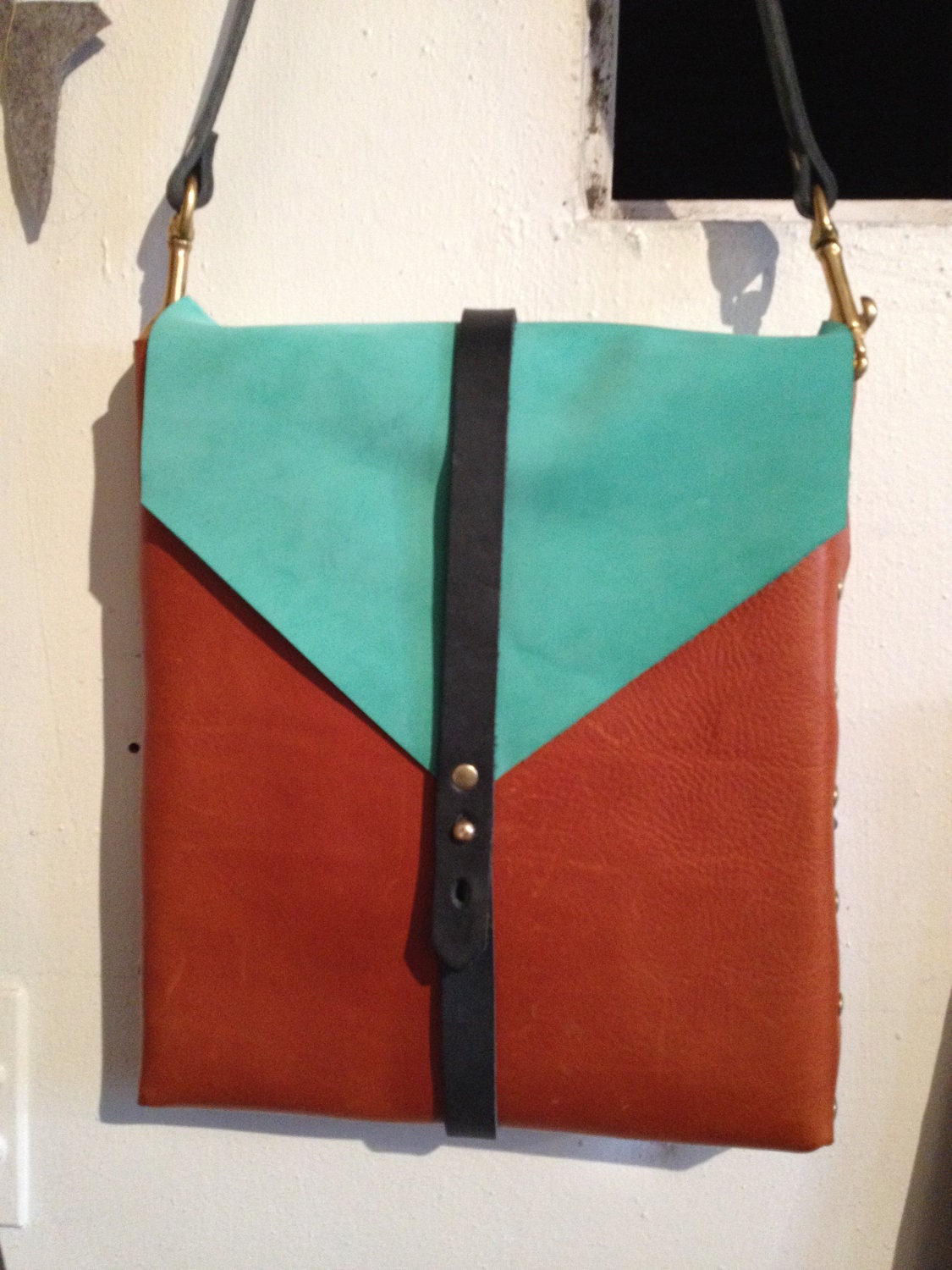 Teal and rust hip bag 