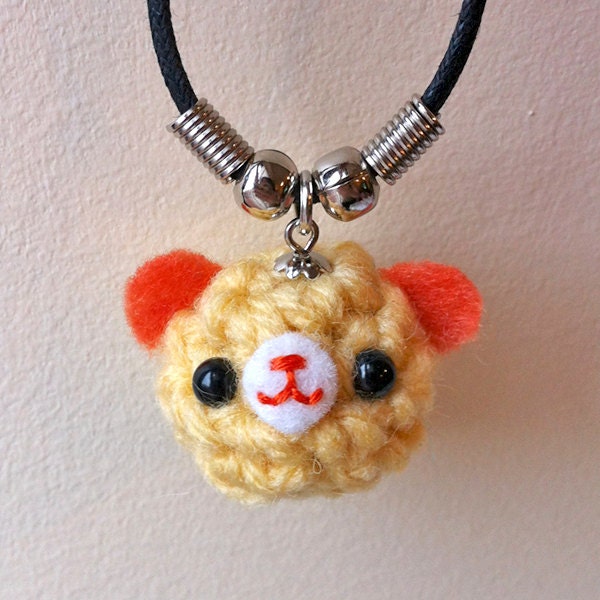 Amigurumi Kingdom Crocheted Bear Necklace Yellow & Orange