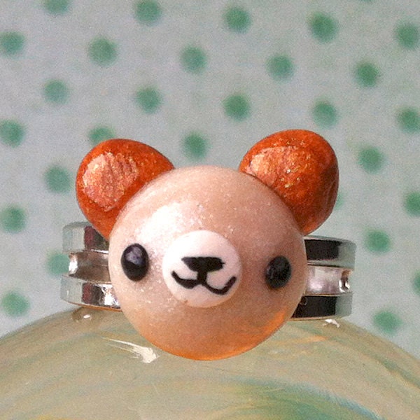 Amigurumi Kingdom Light Brown Bear adjustable ring