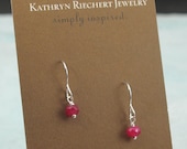 Tiny Ruby Earrings - ruby beads and sterling silver - by Kathryn Riechert