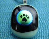 Paw Print Necklace  Dichroic Glass
