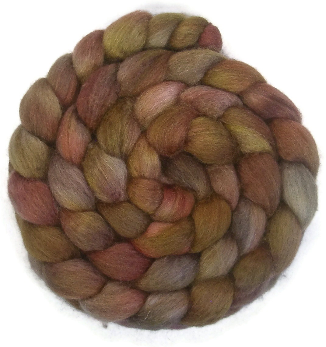 Handpainted BFL Tussah Silk Wool Roving - 4 oz. WATERCOLOR - Spinning Fiber