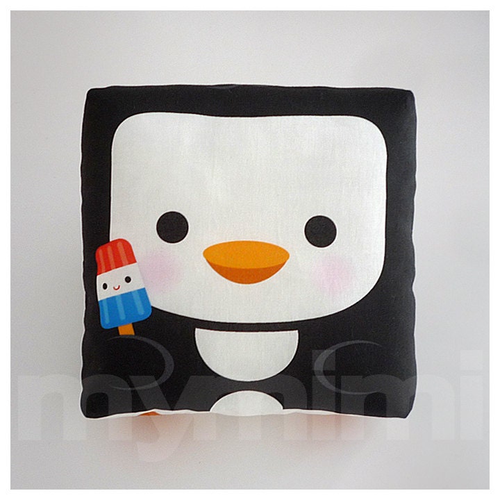 Decorative Pillow, Mini Pillow, Throw Pillow, Stuffed Animal, Kawaii Toy Pillow - Happy Penguin