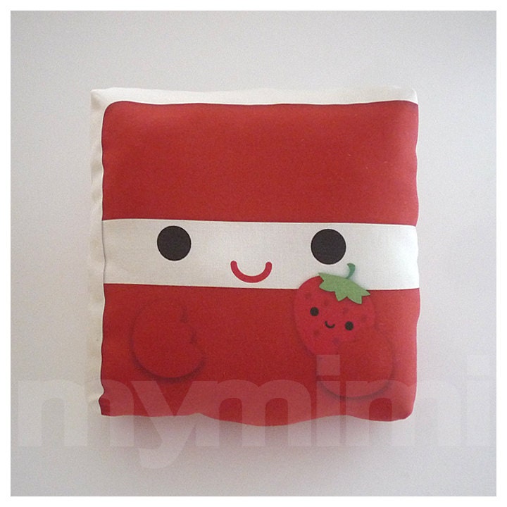 Decorative Pillow, Mini Pillow, Kawaii Print, Toy Pillow - Yummy Red Velvet Cake Slice