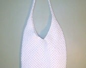 Vintage White Woven CROCHET BEACH BAG Purse, 1990s Bucket Bag, Spring Summer Boho