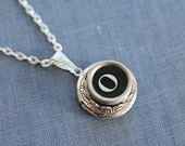 O INITIAL Vintage TYPEWRITER Key LOCKET Style Necklace Black Key Retro Fun