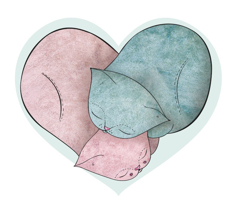 Cat Art Print - Love Cats