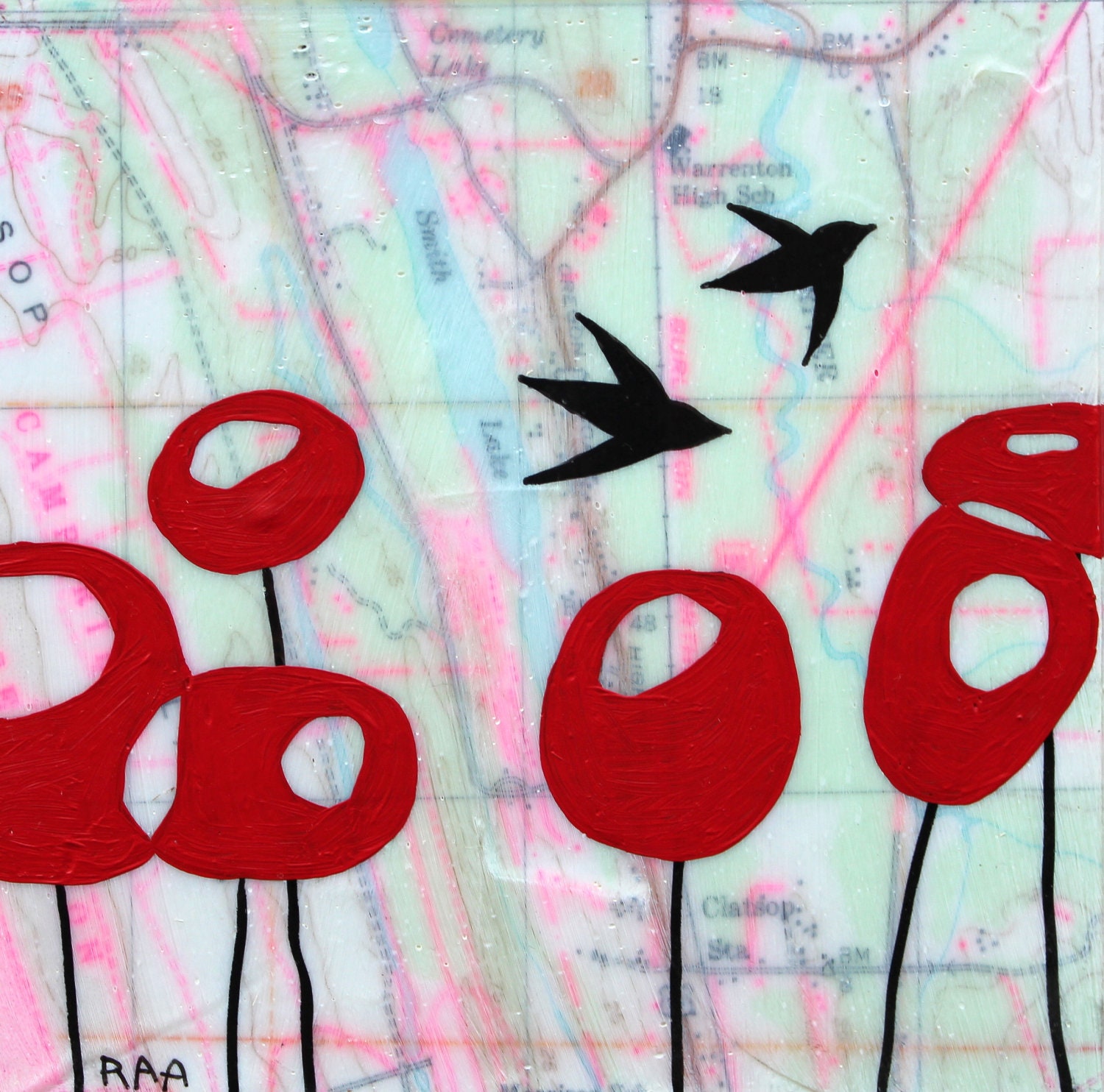 Morrison - Flying Birds Original Painting 5x5