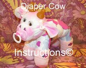 How to make a cow from Diapers. Diaper Cake Keepsake. GR8 baby shower gift, diaper cake topper, centerpiece, farm animal.