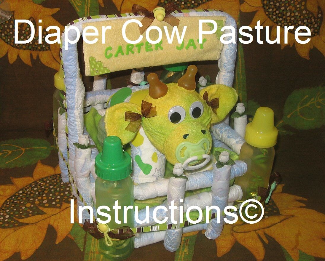 Cow pasture basket. Make it from DIAPERS. Make it, personalize it. GR8 for baby's first Christmas, Easter, etc