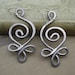 Unique BIG Earrings - Celtic Budding Spiral Swirl - Light Weight Hammered Aluminum Wire - Celtic Jewelry