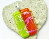 Fused Dichroic Glass Pendant -  Dichroic Dragonflies Pendant