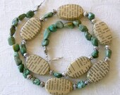 Morning News - paper and turquoise necklace
