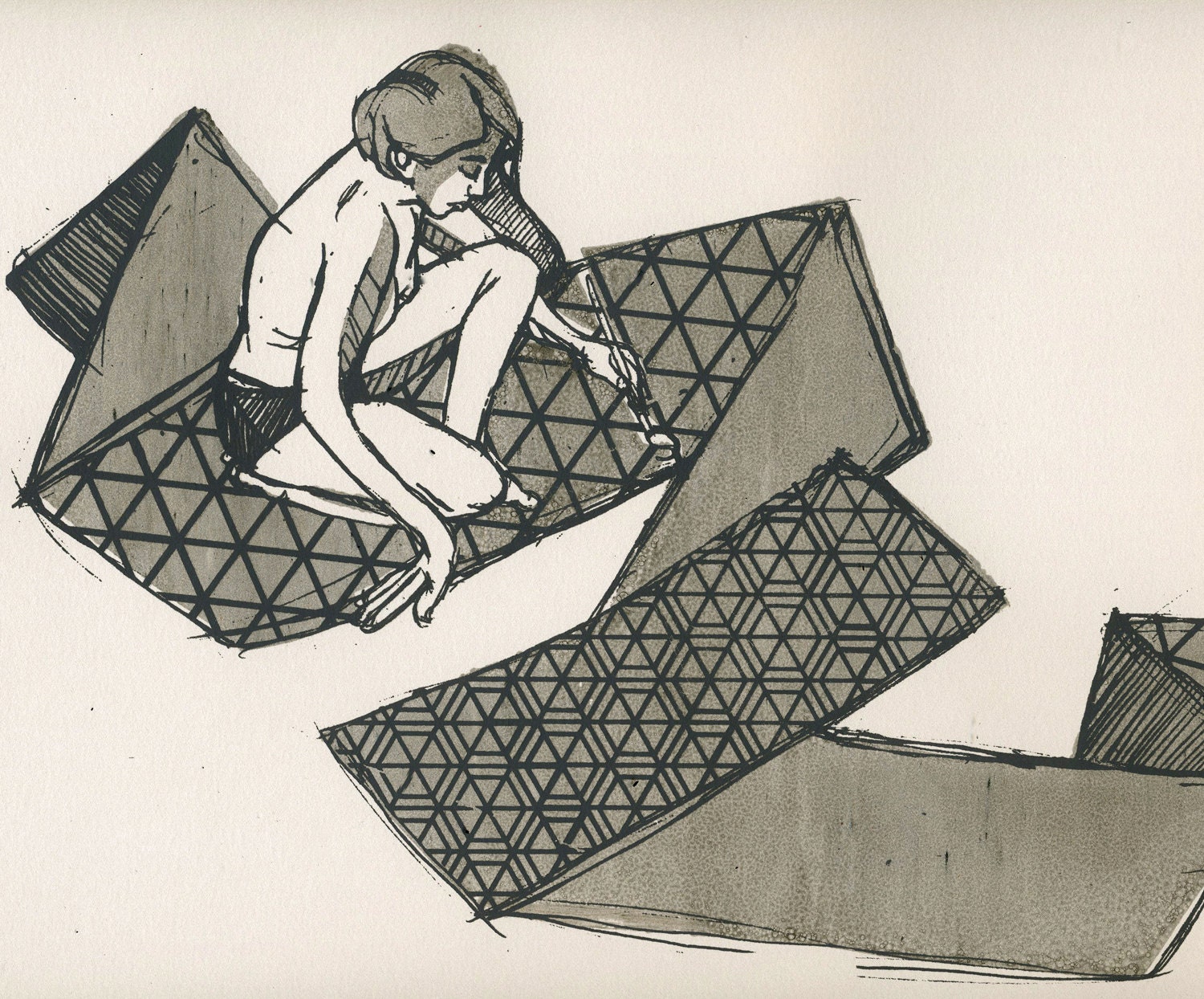 Unfolded, silkscreen on paper