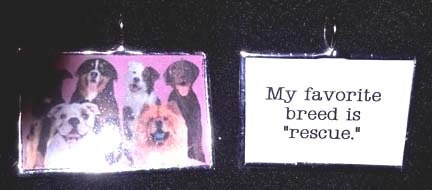 DOG - My Favorite Breed Is Rescue Art Glass Pendant