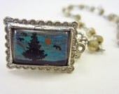 Vintage Silver Tone and Faux Pearl Sweater Clip With Tree - Retro Sweater Holder