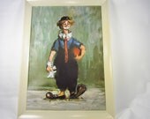 Vintage Plastic Clown Picture - Retro Kitsch Clown Painting Like Picture by Action