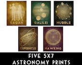 5x7 Astronomy Space Art Cosmic Pioneer Star Moon Planets Orbit Galaxy Constellation Geek Chic Poster Print Carl Sagan Galileo Hubble Hawking
