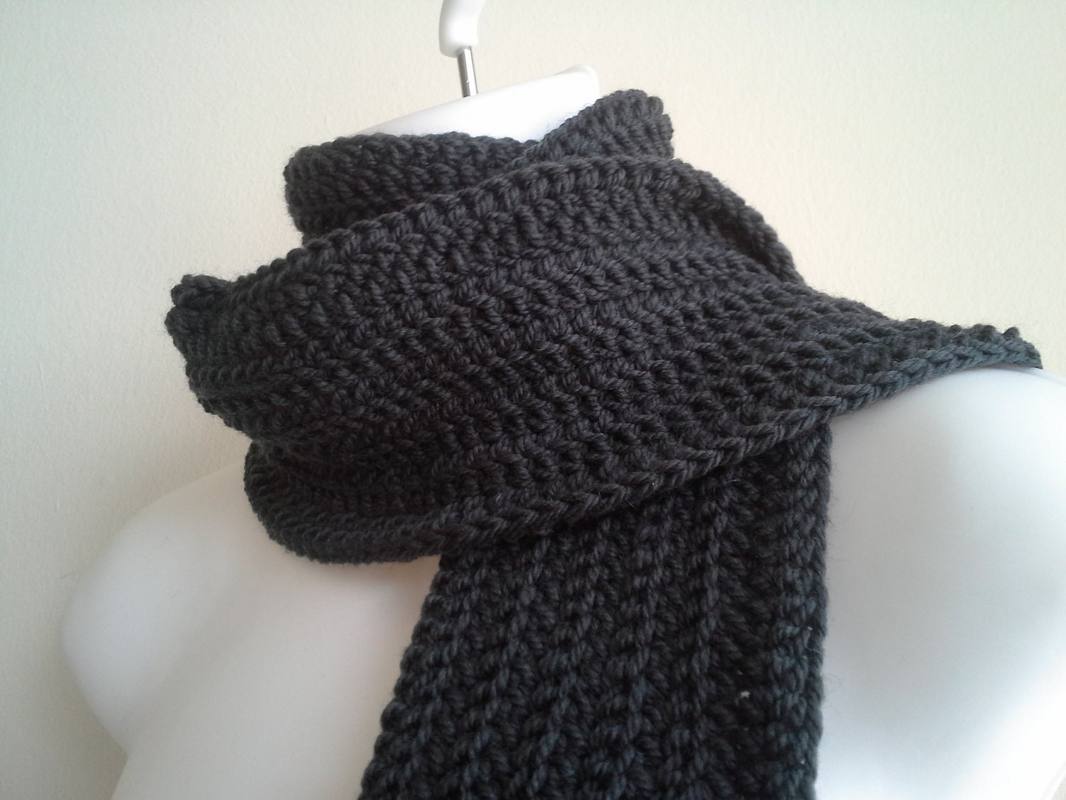 Black Wool Scarf Graphite Unisex Classic DRAKE