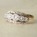 Victorian Five Diamond Eternity Ring, Antique Scalloped Platinum Diamond & 18k Gold Engagement Wedding Ring Approximate Size US 5.75