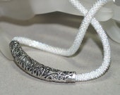 Isolde ... Necklace . Filigree Focal . Bead Crochet . Bracelet . Icy . Winter . Crystal . Snow White . Feminine . Pretty . Bridal Jewelry