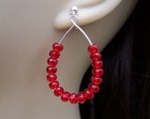 Ruby Red Glass Teardrop Earrings