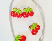 3 Piece Hot Pink Glitter Cherry Accessory Set