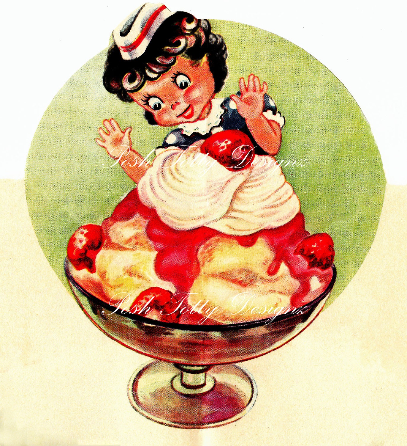 Sundae Surprise Vintage Greetings Card Digital Download Printable Image (248a)