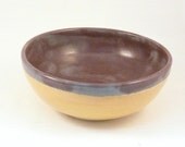 Ceramic Bowl in Eggplant and Yellow -  Small bowl holds 2 cups IN STOCK