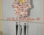Sun and Moon Mosaic Hamsa Upcycled Wind Chime