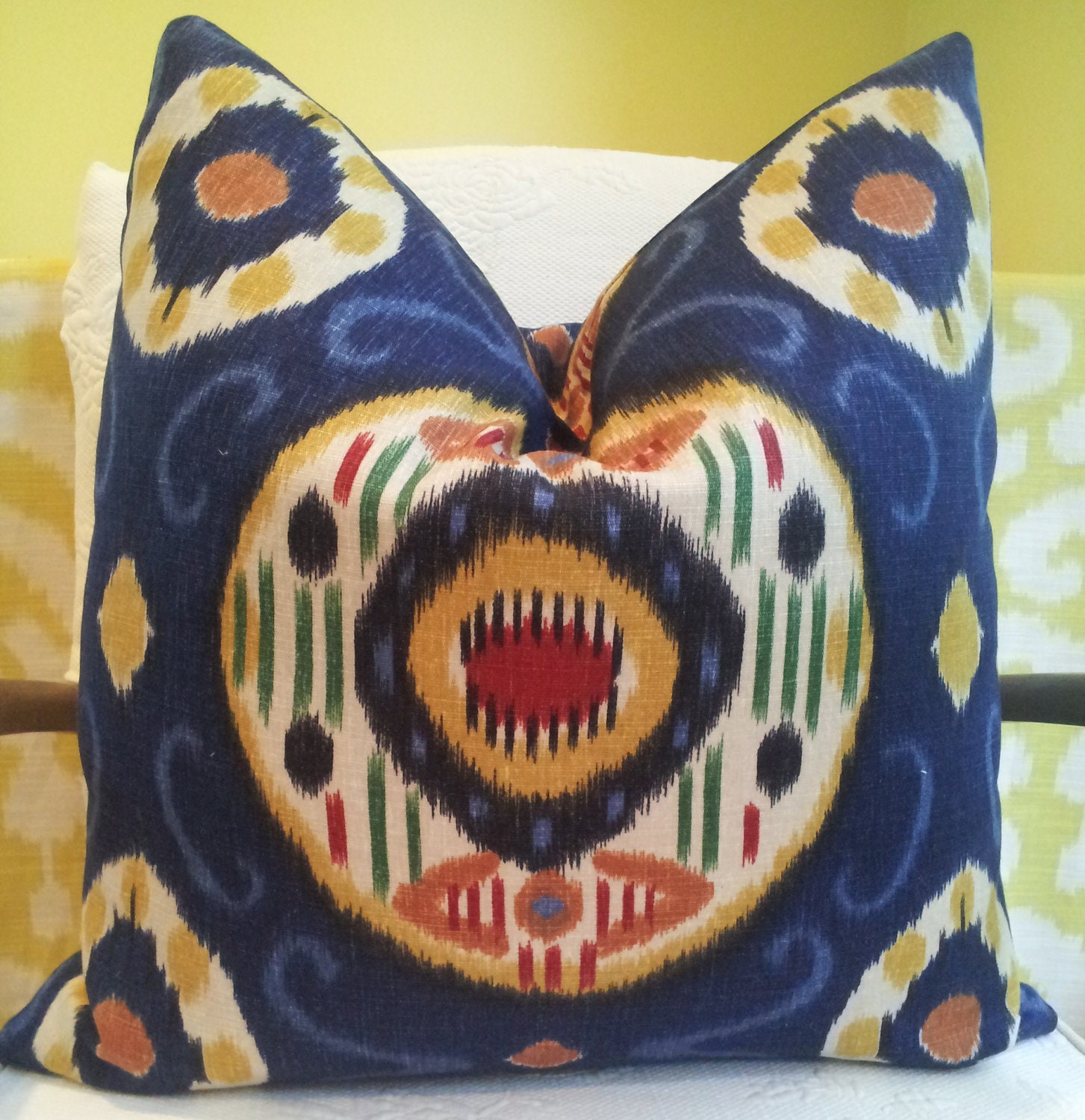 22" Duralee JuHani Handmade Pillow Cover Navy Suzani Tribal