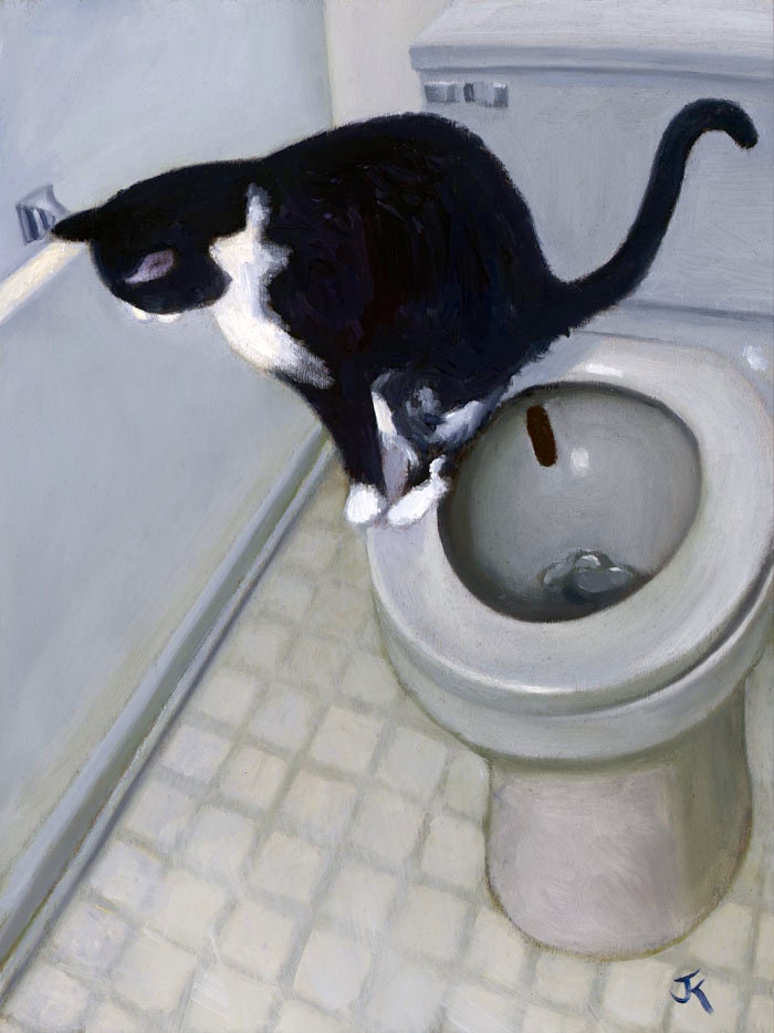 Cat on Toilet