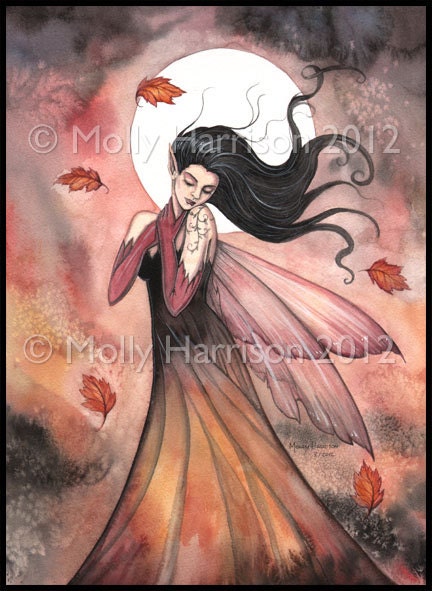Autumn Dreams Fantasy Fairy Fine Art Giclee PRINT by Molly Harrison 8 x 10