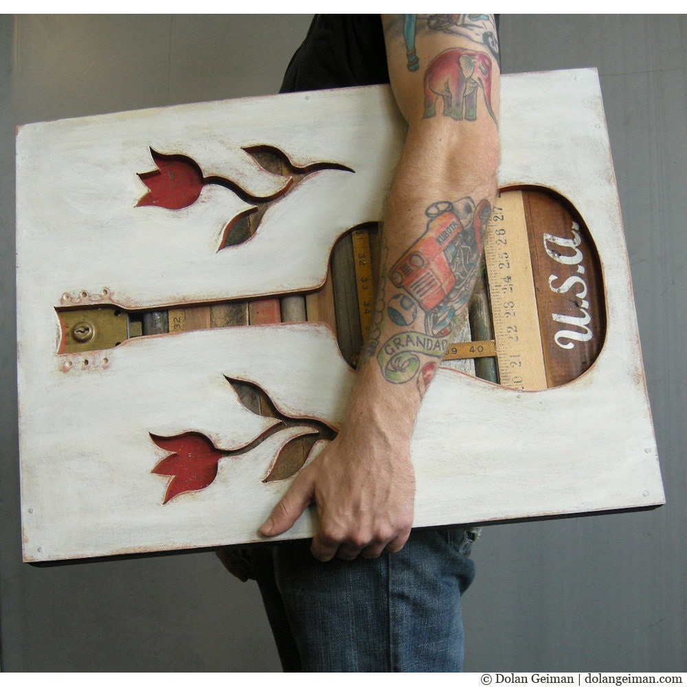 Country Musician, Guitar Modern Folk Art, Made in the Shade Guitar (Medium), Made to Order - dolangeiman