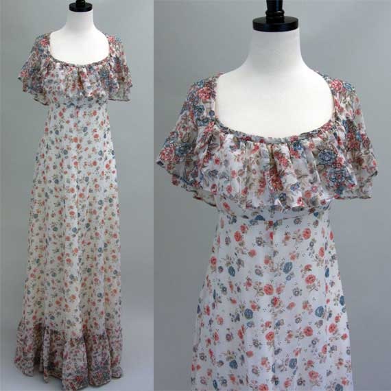 Floral 1970s Maxi Dress