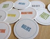 PHILADELPHIA Letterpress Neighborhood Coasters (Pack of 10)
