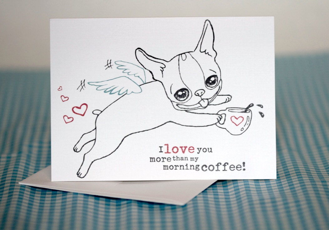 Boston Terrier and Coffee Love Greeting Card
