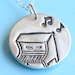PIANO necklace, pendant with piano and MUSIC NOTES, eco-friendly silver, illustration by Boygirlparty. Handcrafted by Chocolate and Steel